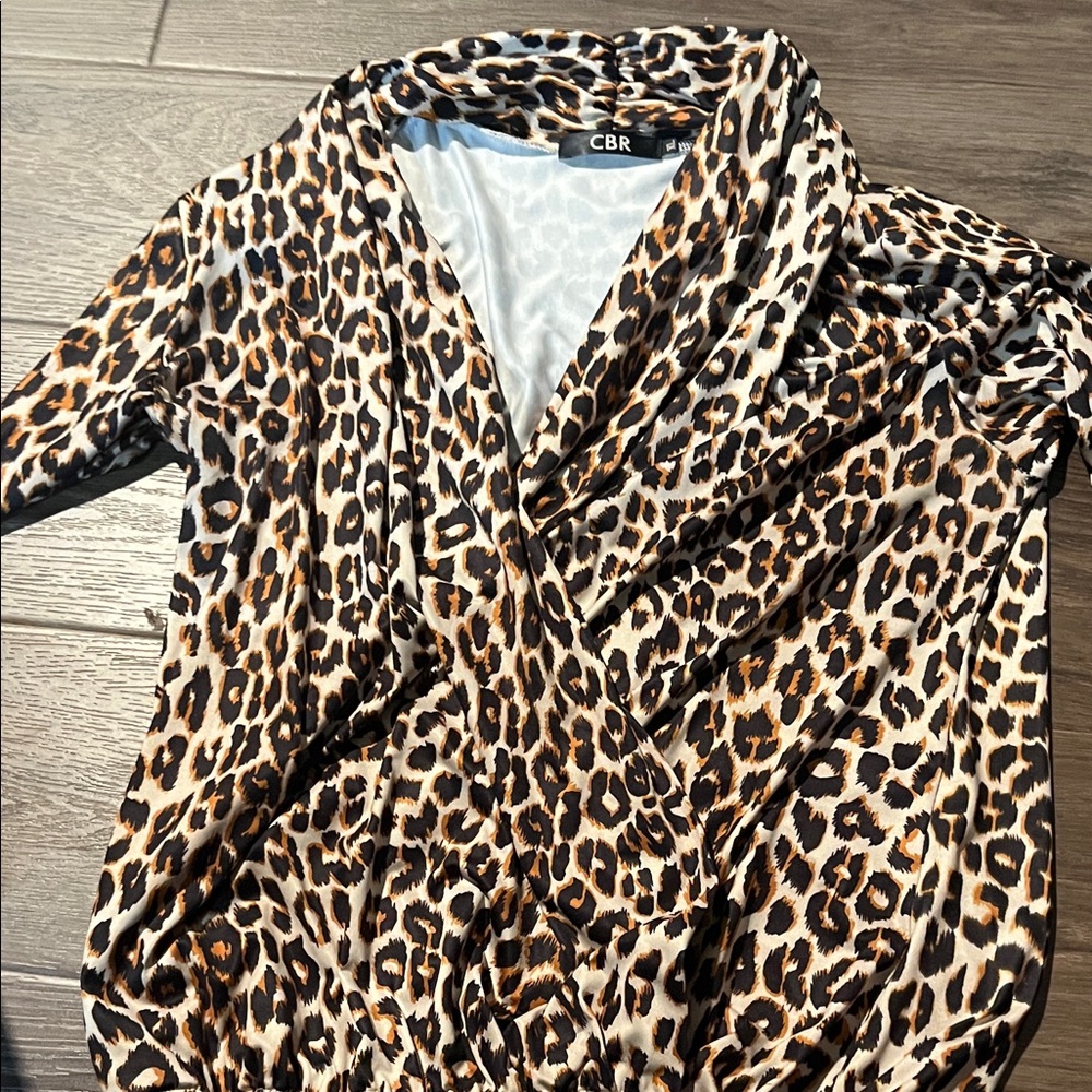 CBR Animal Print Wrap Blouse